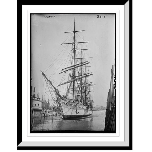 Historic Framed Print, Clipper ship "Valhalla" in port, 17-7/8" x 21-7/8"