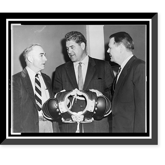 Historic Framed Print, Coaches huddle at draft meeting, 17-7/8" x 21-7/8"