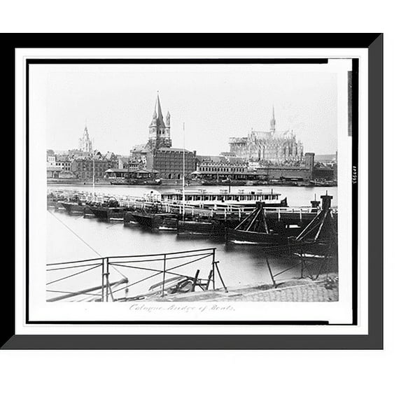 Historic Framed Print, Cologne. Bridge of boats, 17-7/8" x 21-7/8"
