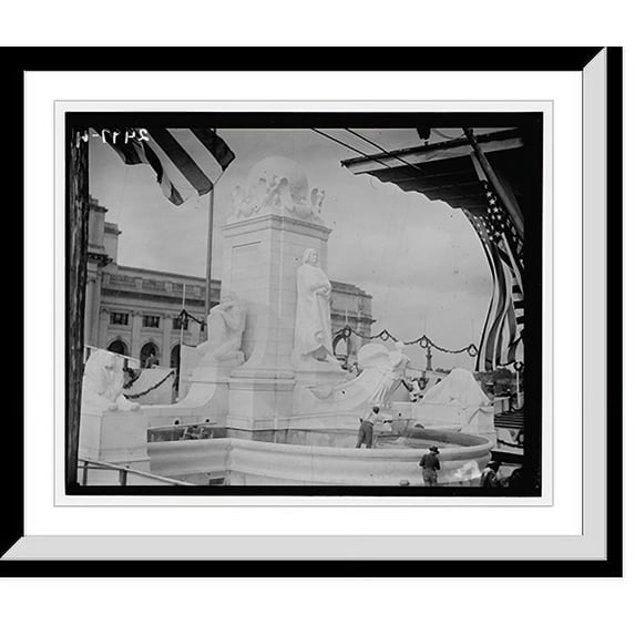 Historic Framed Print, Columbus Day Memorial Celebration, Union Station, Washington, D.C., 1912, 17-7/8" x 21-7/8"