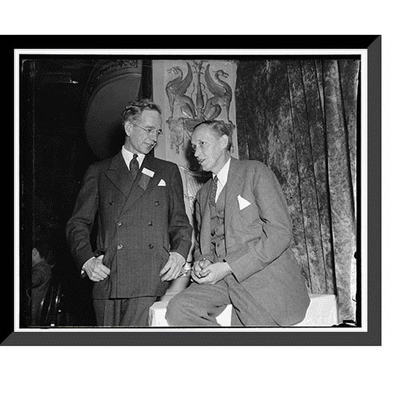 Historic Framed Print, Commerce Secretary addresses American Retail Federation. Washington, D.C., May 22. Secretary of Commerce Harry Hopkins, right, pictured with Dr. David R., 17-7/8" x 21-7/8"