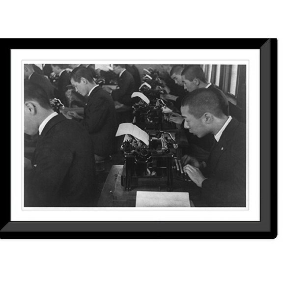 Historic Framed Print, Commercial school (Middle school grade): Type-writing practice, 17-7/8" x 21-7/8"