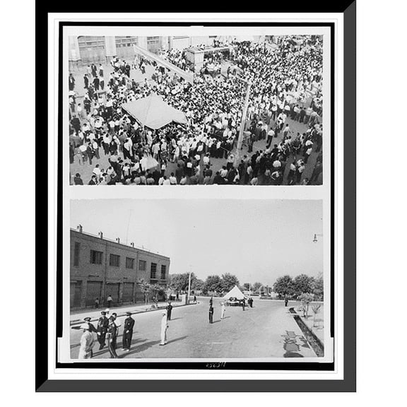 Historic Framed Print, [Composite photograph showing two scenes of voting places in Tehran, Iran], 17-7/8" x 21-7/8"