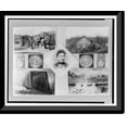 thumbnail image 1 of Historic Framed Print, [Composite showing head-and-shoulders portrait of Kate Shelley, fountain dedicated to her in Dubuque, Iowa; her home; medals awarded to her; Des Moines River, 17-7/8" x 21-7/8", 1 of 9