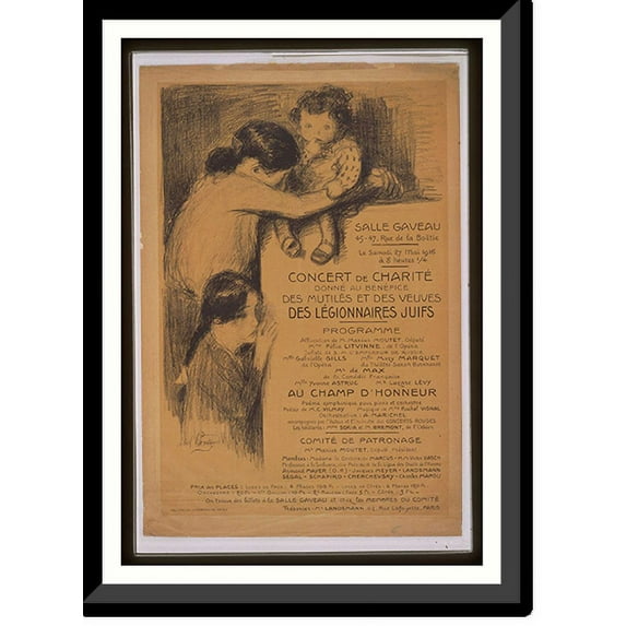 Historic Framed Print, Concert de chariteacute donneacute au deacutebneacutefice des mutileacutes et des veuves des leacutegionnaires juifs, 17-7/8" x 21-7/8"