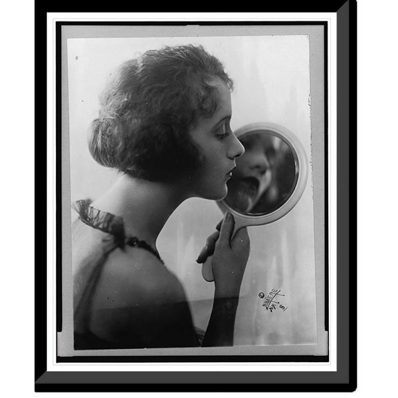 Historic Framed Print, [Constance Talmadge, head-and-shoulders portrait, facing right, looking into mirror], 17-7/8" x 21-7/8"