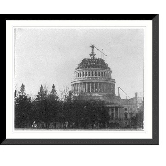 Historic Framed Print, [Construction of Capitol dome], 17-7/8" x 21-7/8"
