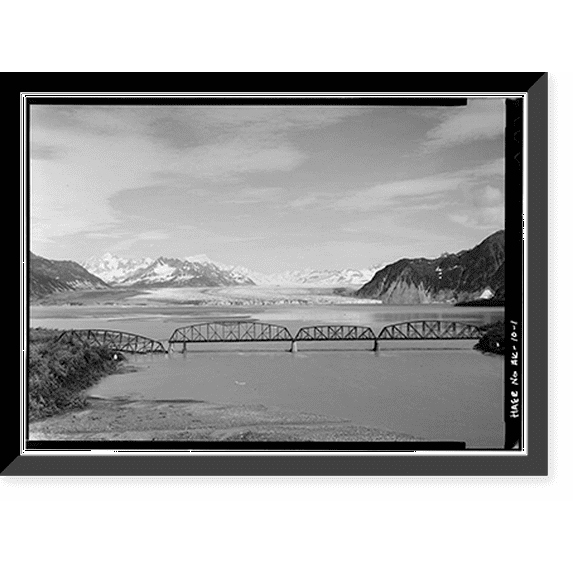 Historic Framed Print, Copper River & Northwest Railroad, Million Dollar Bridge, Spanning Copper River at Miles Glacier, Cordova vicinity, Valdez-Cordova Census Area, AK, 17-7/8" x 21-7/8"
