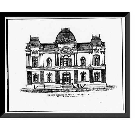 Historic Framed Print, Corcoran Art Gallery, Northeast corner of Seventeenth Street & Pennsylva, Washington, District of Columbia, DC - 19, 17-7/8" x 21-7/8"