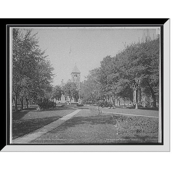 Historic Framed Print, Court House and park, Plattsburgh, N.Y., 17-7/8" x 21-7/8"