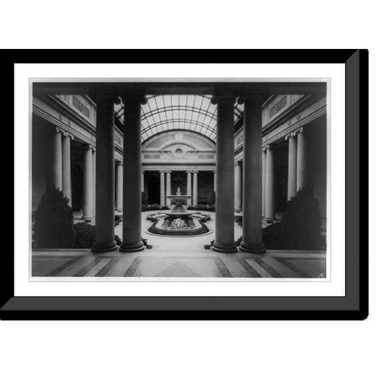 Historic Framed Print, Court, looking south, Frick Library, New