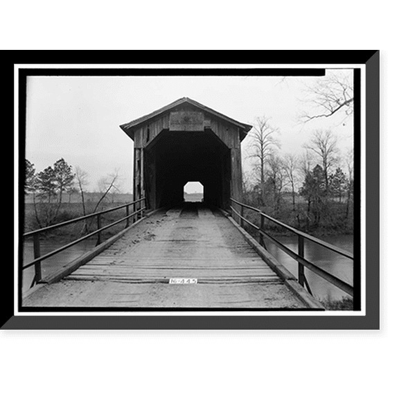 Historic Framed Print, Covered Bridge, Spanning Choccolocco Creek, Eastaboga, Talladega County, AL - 5, 17-7/8" x 21-7/8"