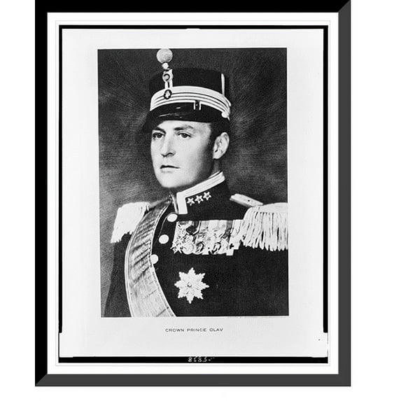 Historic Framed Print, Crown Prince Olav.etched by Andersen-Lamb, Brooklyn, N.Y., 17-7/8" x 21-7/8"
