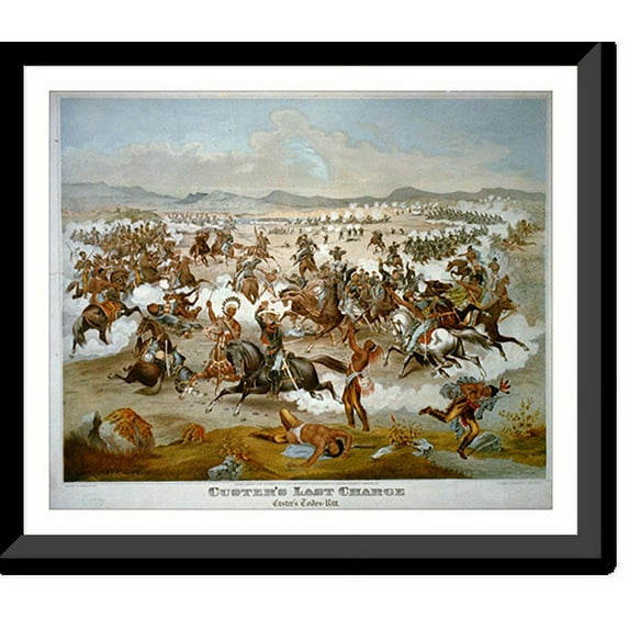 Historic Framed Print, Custer's last charge - 2, 17-7/8" x 21-7/8"