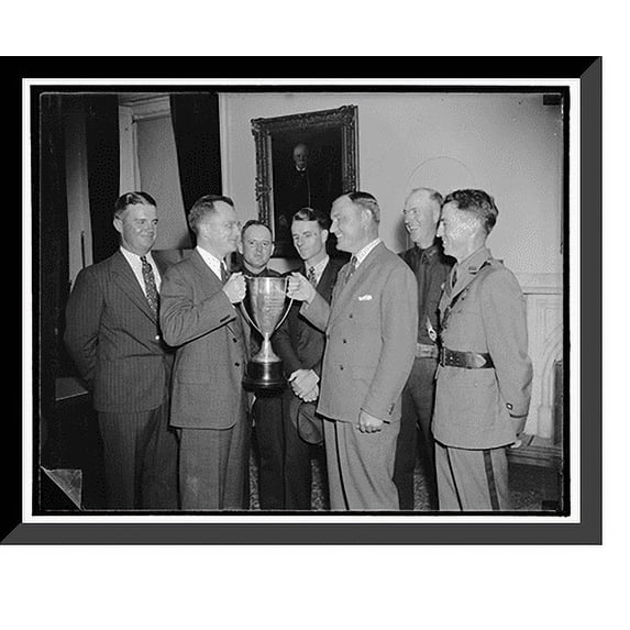 Historic Framed Print, Custums rifle team receives secretary of treasury cup for marksmanship. Washington, D.C., Aug. 5., 17-7/8" x 21-7/8"