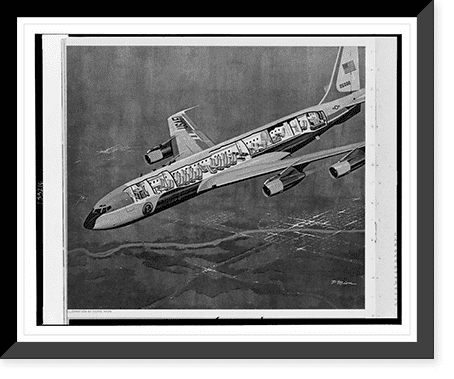 Historic Framed Print Cutaway view of Air Force One showing interior compartments .P. Mion. 17 7 8 x 21 7 8 Walmart