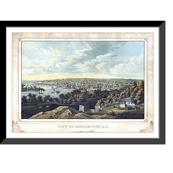 Historic Framed Print, DC Georgetown 1855 MAP, 17-7/8" x 21-7/8"