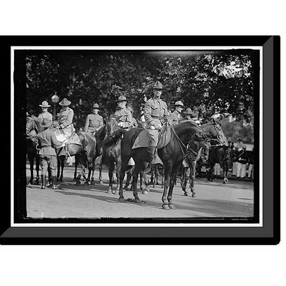 Historic Framed Print, DRAFT PARADE. GENERAL JOSEPH E. KUHN, CENTER FRONT; GENERAL GEORGE H. HARRIES, LEFT OF KUHN, 17-7/8" x 21-7/8"