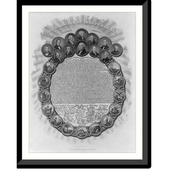 Historic Framed Print, Declaration of Independence - in Congress July 4th 1776.engraved by Geo. G. Smith., 17-7/8" x 21-7/8"