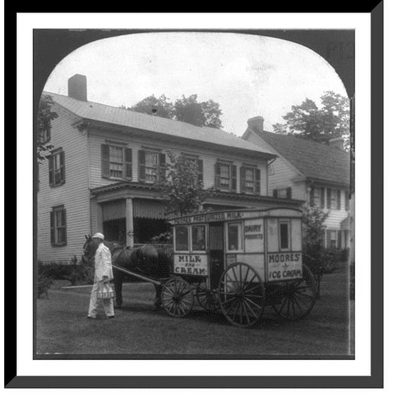 Historic Framed Print, Delivering Milk to City Homes, 17-7/8" x 21-7/8"