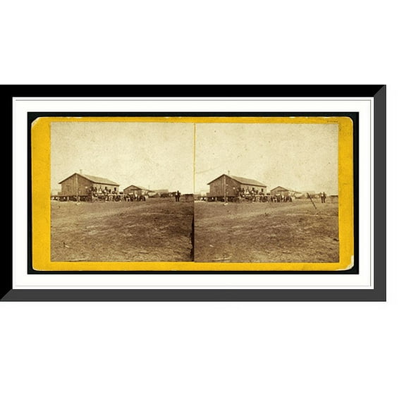 Historic Framed Print, Depot Ellsworth Kansas 508 miles west of St. Louis Mo., 17-7/8" x 21-7/8"