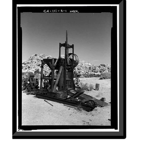 Historic Framed Print, Desert Queen Ranch, One Stamp Gold Mill, Twentynine Palms vicinity, San Bernardino County, CA, 17-7/8" x 21-7/8"
