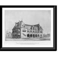 thumbnail image 1 of Historic Framed Print, Design for the United States Post Office and Court House at Evansville, Ind. Mr. William A. Potter, Supervising Architect, Treasury Department, 17-7/8" x 21-7/8", 1 of 9