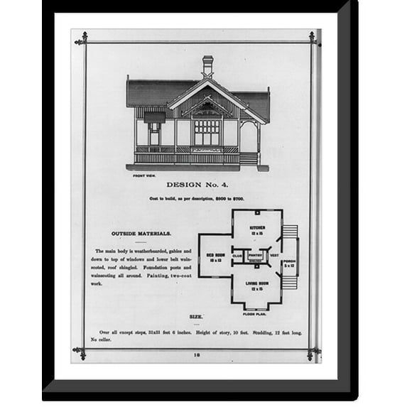 Historic Framed Print, Design no. 4, 17-7/8" x 21-7/8"