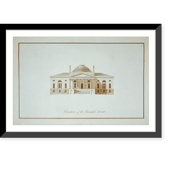 Historic Framed Print, [Design of a city hall proposed to be built in New York. Elevation of the principal front] - 2, 17-7/8" x 21-7/8"