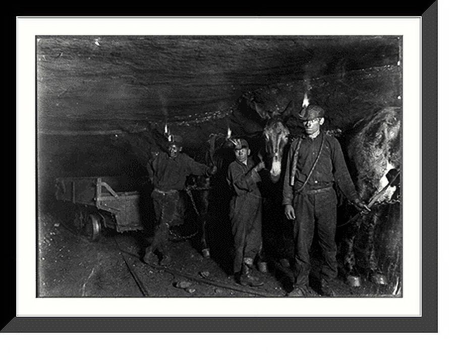 Historic Framed Print, Drivers and Mules, Gary, W. Va., Mine, Where