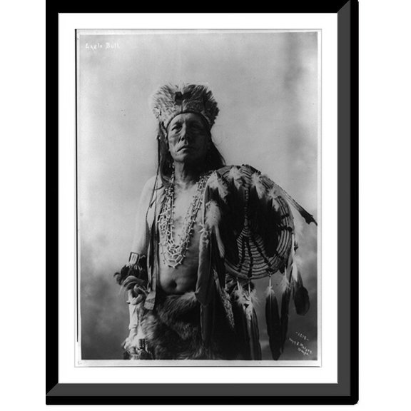 Historic Framed Print, [Eagle Bull, half-length portrait, standing, facing front], 17-7/8" x 21-7/8"
