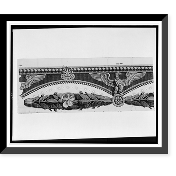 Historic Framed Print, [Eagle and garland frieze design for wallpaper], 17-7/8" x 21-7/8"