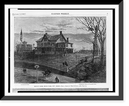 Historic Framed Print, Edison's home, Menlo Park, New Jersey.from a ...