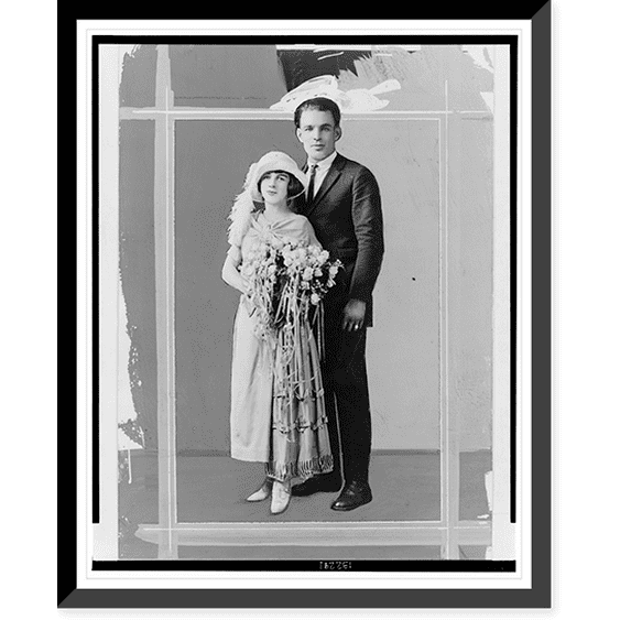Historic Framed Print, Edward & Celia Cooney taken on their wedding day, 17-7/8" x 21-7/8"