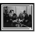 thumbnail image 1 of Historic Framed Print, [Edward R. Murrow (left) and William L. Shirer, half-length portrait, seated behind CBS microphones, turned toward each other], 17-7/8" x 21-7/8", 1 of 9