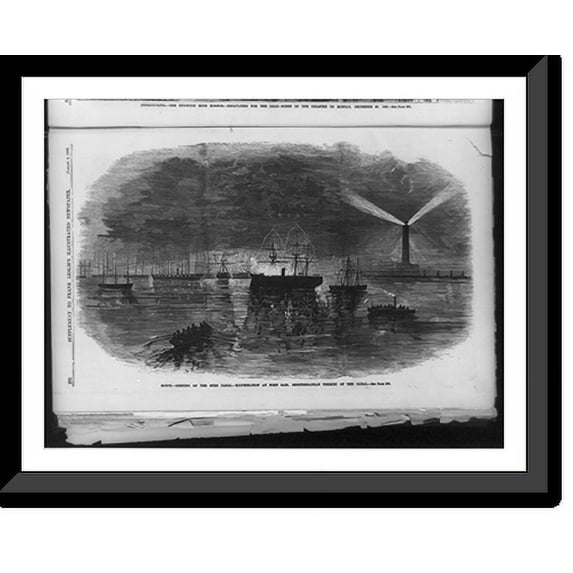 Historic Framed Print, Egypt. opening of the Suez Canal. illumination at Port Said, Mediterranean termini of the canal, 17-7/8" x 21-7/8"