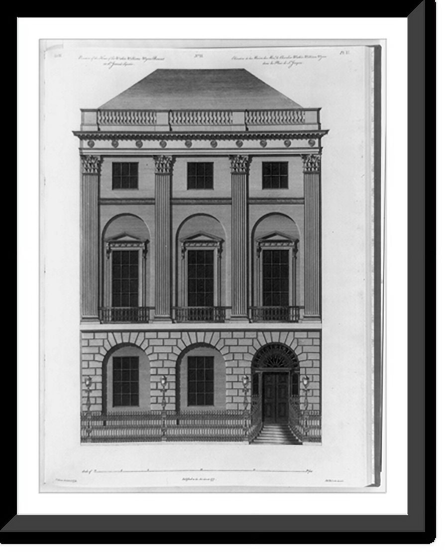 Historic Framed Print, Elevation of the house of Sir Watkin Williams