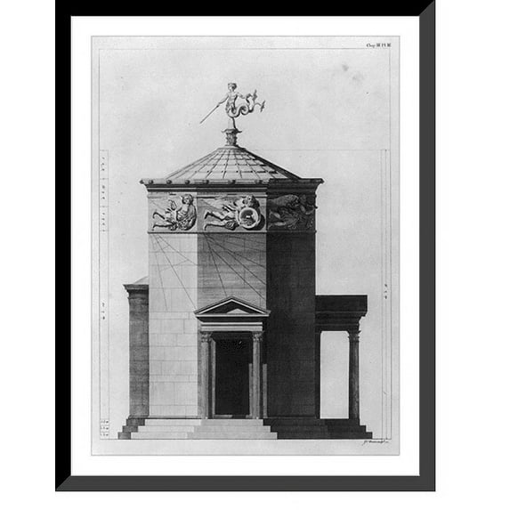 Historic Framed Print, Elevation of the Tower of the Winds, 17-7/8" x 21-7/8"