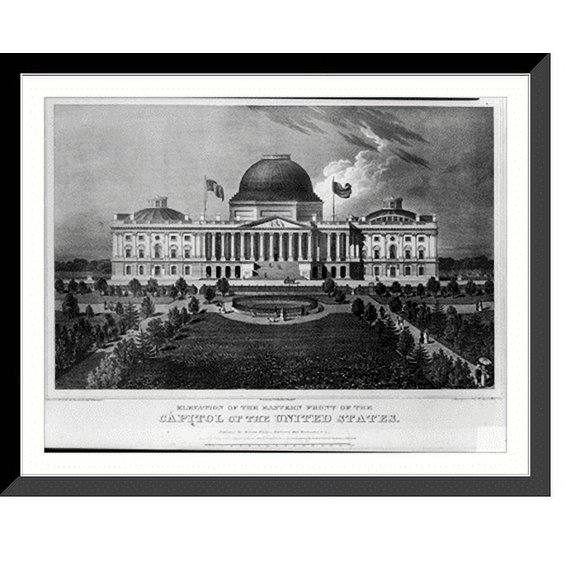 Historic Framed Print, Elevation of the eastern front of the Capitol of the United States, 17-7/8" x 21-7/8"