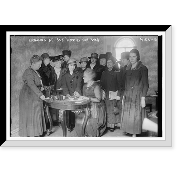 Historic Framed Print, Enrolling at suffragette hdqrs. for War, 17-7/8" x 21-7/8"