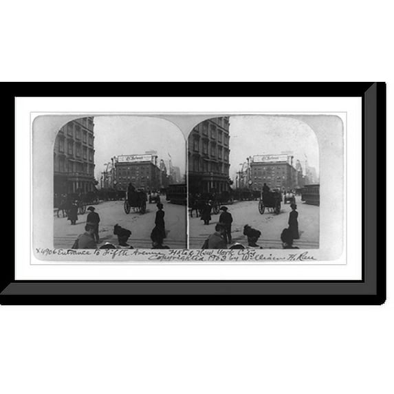 Historic Framed Print, Entrance to Fifth Avenue Hotel, New York City, 17-7/8" x 21-7/8"