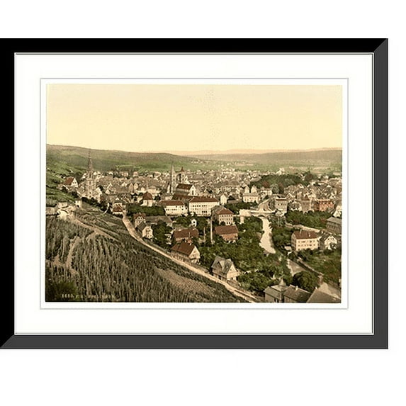 Historic Framed Print, Esslingen seen from Dreikaiserfallsen Black Forest Baden Germany, 17-7/8" x 21-7/8"