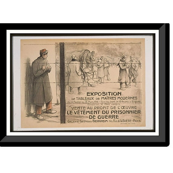 Historic Framed Print, Exposition de tableaux de maicirctres modernes. vente au profit de loeuvre le vecirctement du prisonnier de guerre. Galerie Georges Bernheim, 17-7/8" x 21-7/8"