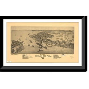 Historic Framed Print, FL Cedar Key 1884 MAP, 17-7/8" x 21-7/8"