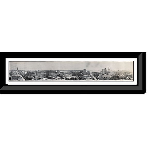 Historic Framed Print, FL Jacksonville skyline north side 1910 PHOTO, 36-3/8" x 8-3/8"