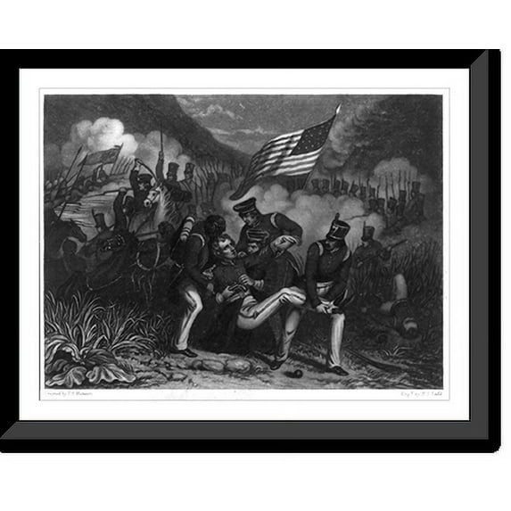 Historic Framed Print, Fall of Lieut. Col. Henry Clay, Junr., 17-7/8" x 21-7/8"