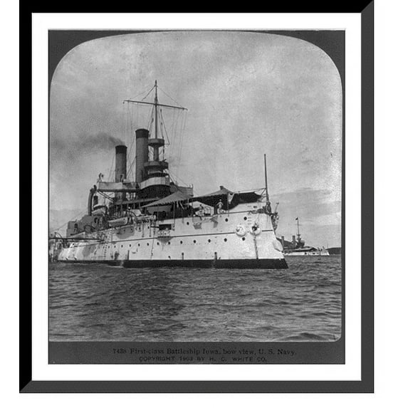 Historic Framed Print, First-class battleship IOWA, bow view, U.S. Navy, 17-7/8" x 21-7/8"