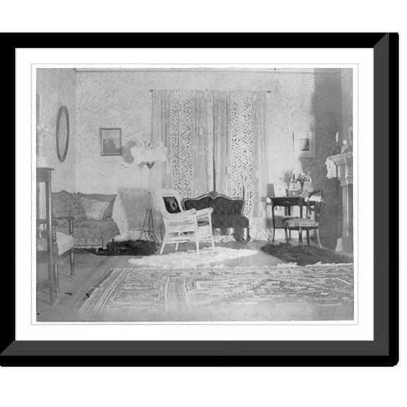 Historic Framed Print, Fort Meade, South Dakota: Front of parlor (flashlight photo) - Commanding Officer's Quarters, 17-7/8" x 21-7/8"