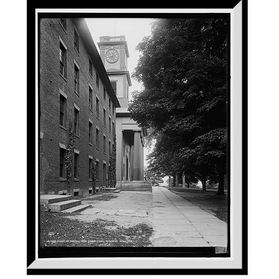 Historic Framed Print, Front of chapel and dormitory, Amherst College, 17-7/8" x 21-7/8"