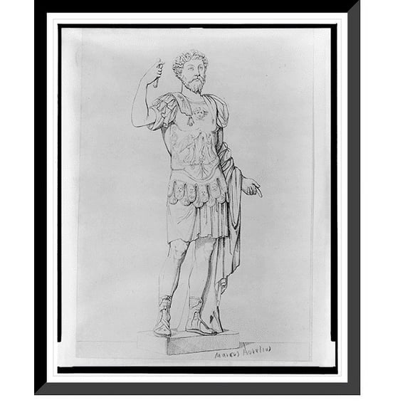 Historic Framed Print, [Full-length statue of Marcus Aurelius, Emperor of Rome, standing facing front], 17-7/8" x 21-7/8"